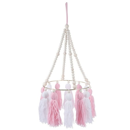 

1pc Tassel Wooden Beads Chandelier Bracket Lamp Shade Home Hanging Decoration