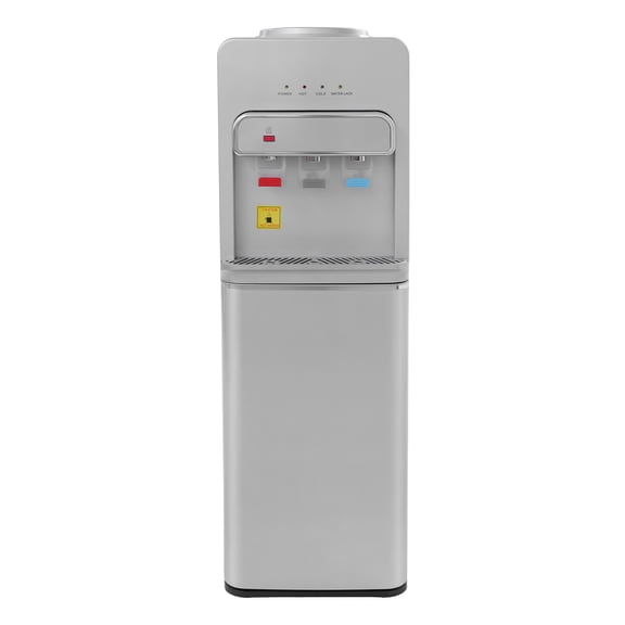 12.6*12.2*37.8in Water Dispenser with Hot, Room & Cold Spouts, Bottom Loading Water Cooler Dispenser for 5 Gallon Bottles (Silver)