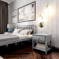 thumbnail image 3 of Plank+Beam Solid Wood Nightstand with Storage Drawer and Shelf, Grey, 3 of 9