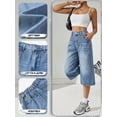 thumbnail image 7 of EMMIOL Women's High Waisted Baggy Denim Bermuda Shorts - Y2K Wide Leg Casual Trendy Streetwear Summer Shorts, 7 of 7