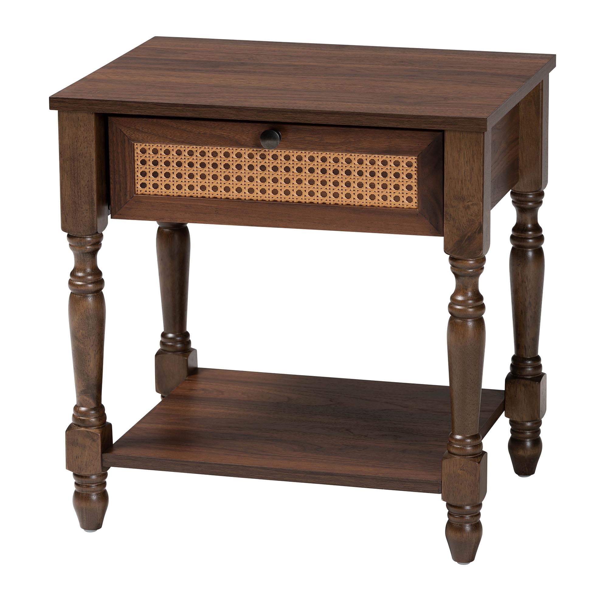 Baxton Studio Roden Transitional Nightstand, 1-Drawer, Dark Brown