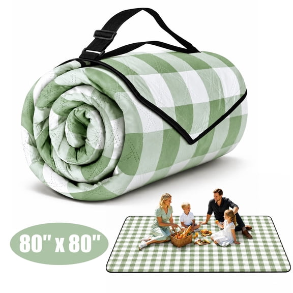 BUSATIA Picnic Blanket,Outdoor Extra Large Picnic Mat 80"X80",Waterproof Foldable Compact Beach Blanket,Camping Accessories for Park, Grass, Travel, Hiking, Camping