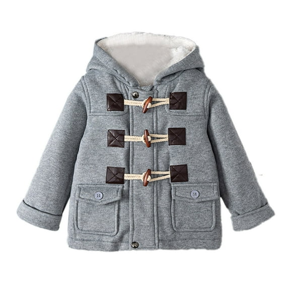 XASZHN Kids Hooded Jacket Outerwear Duffle Zipper Winter Coat Grey 6-7 Years