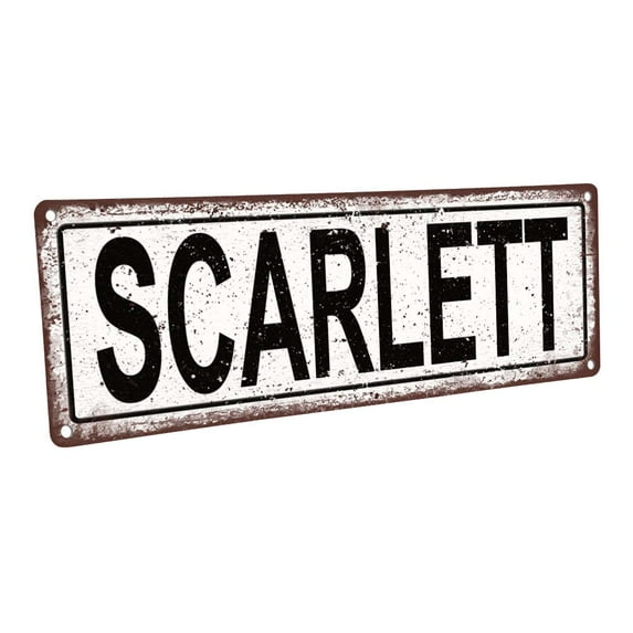 Outdoor Scarlett 4"x12" Metal Sign, Wall Décor for Kids Room and Nursery