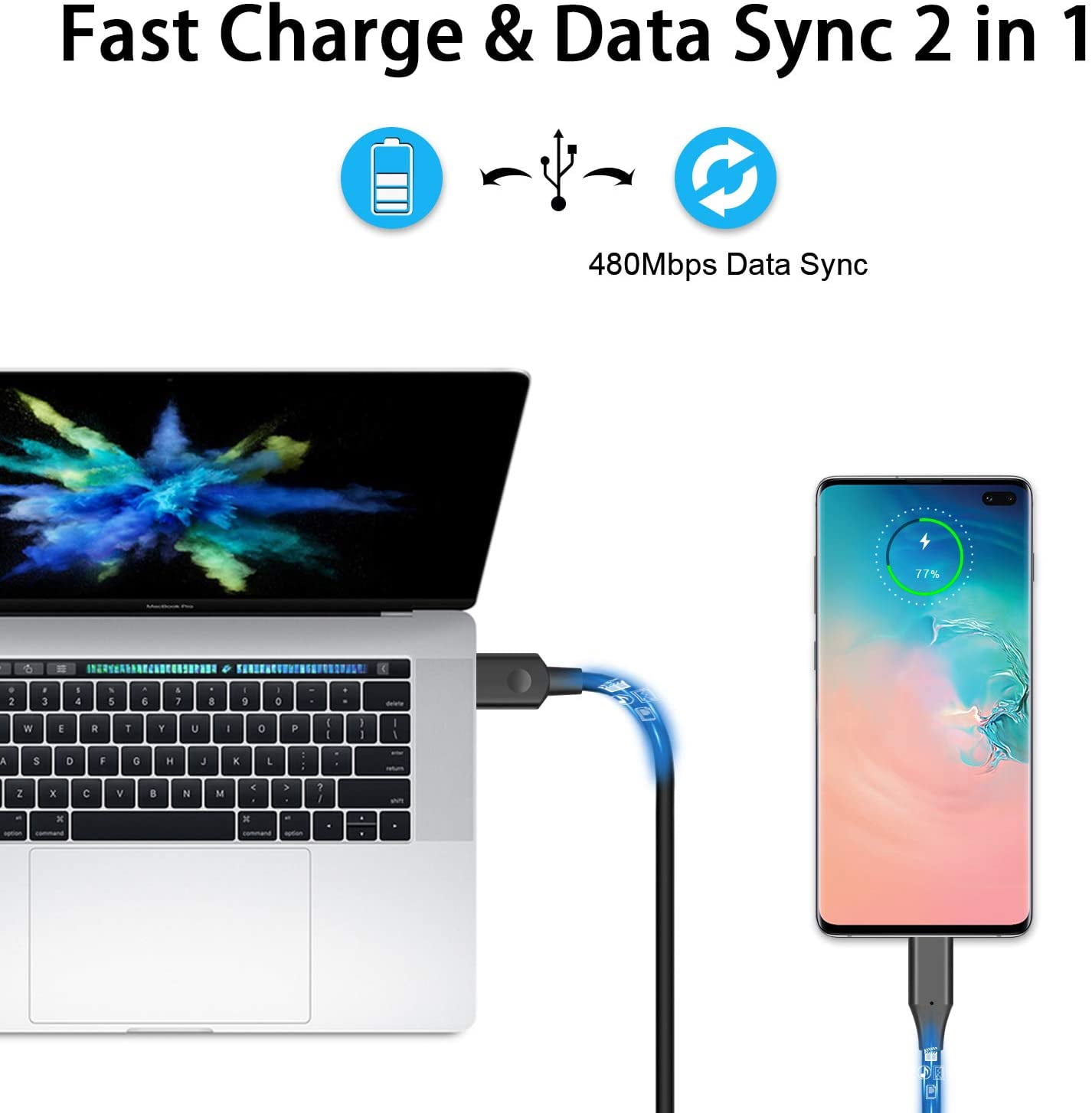 3ft, 6ft and 10ft Long USB-C Cable Compatible With Google Pixel Tablet 11" (2023) - Fast Charge TYPE-C Cord Power Wire Sync High Speed