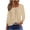 Khaki, variant on Women Button Down Square Neck 3/4 Sleeve Polka Dot Casual Comfy Loose Tops Blouse, Brown XXL