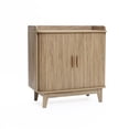 thumbnail image 5 of LuxenHome Mid-Century Modern Tambour-Style 2-Door 31.5-Inch Wide Cabinet with Tray Top, Oak, 5 of 7