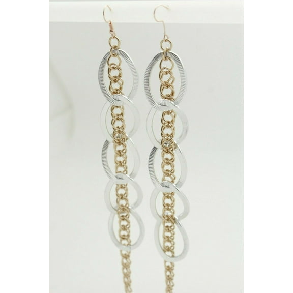 Women Earrings Long Thin Gold Silver Metal Thick Chain Chunky Link Miami Beach