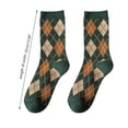 thumbnail image 3 of Women Autumn Ethnic Argyle Diamond Plaid Print Crew Socks Vintage College Preppy Style Student Cotton Mid-Calf Hosiery, 3 of 21