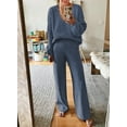 thumbnail image 4 of Pink Queen Women's 2 Piece Outfits Casual V Neck Knit Wide Leg Sweater Lounge Set Sweatsuit, 4 of 9