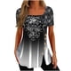 thumbnail image 2 of ICHUANYI Clearance Fashion Woman Causal Printing Blouse Short Sleeve T-Shirt Summer Button Tops(Bronze, L) ICHUANYI WER2023080702738, 2 of 8