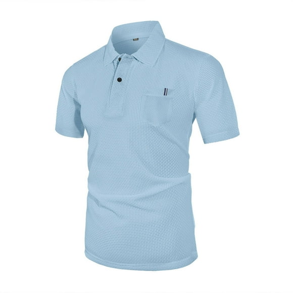 Weiqiqre T Shirts for Man Short Sleeve Breathable Textured Knit Shirt Casual Button Down Golf Shirts
