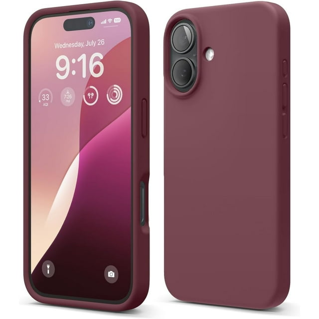 KOMI Compatible with iPhone 16 Pro Max Case, Premium Liquid Silicone Case, Full Body Protective Cover, Shockproof, Slim Phone Case, Anti-Scratch Soft Microfiber Lining, 6.9 inch Burgundy