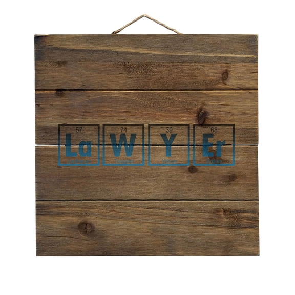 Lawyer Elements Periodic Table - Decorative REAL WOOD Wall Art - Faux Pallet Look