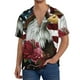thumbnail image 1 of Fotbe Eagle With Hat And Roses Camisa Estampada de Manga Corta para Hombre, Casual de Verano, Estilo Playero, Sin Arrugas-Medium, 1 of 5