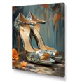 thumbnail image 2 of Designart "Floral Blue High Heels III" Fashion Canvas Wall Art - Glam Blue Fashion High Heels Living Room Canvas Art, 2 of 6