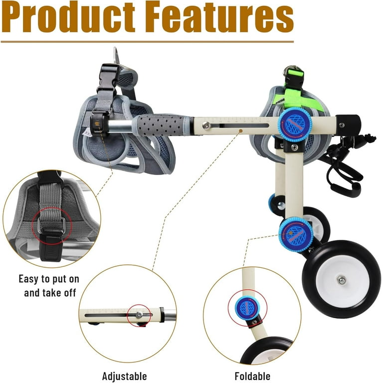 LetPetRun, Adjustable Dog Wheelchair, XXS, Hind Leg Support