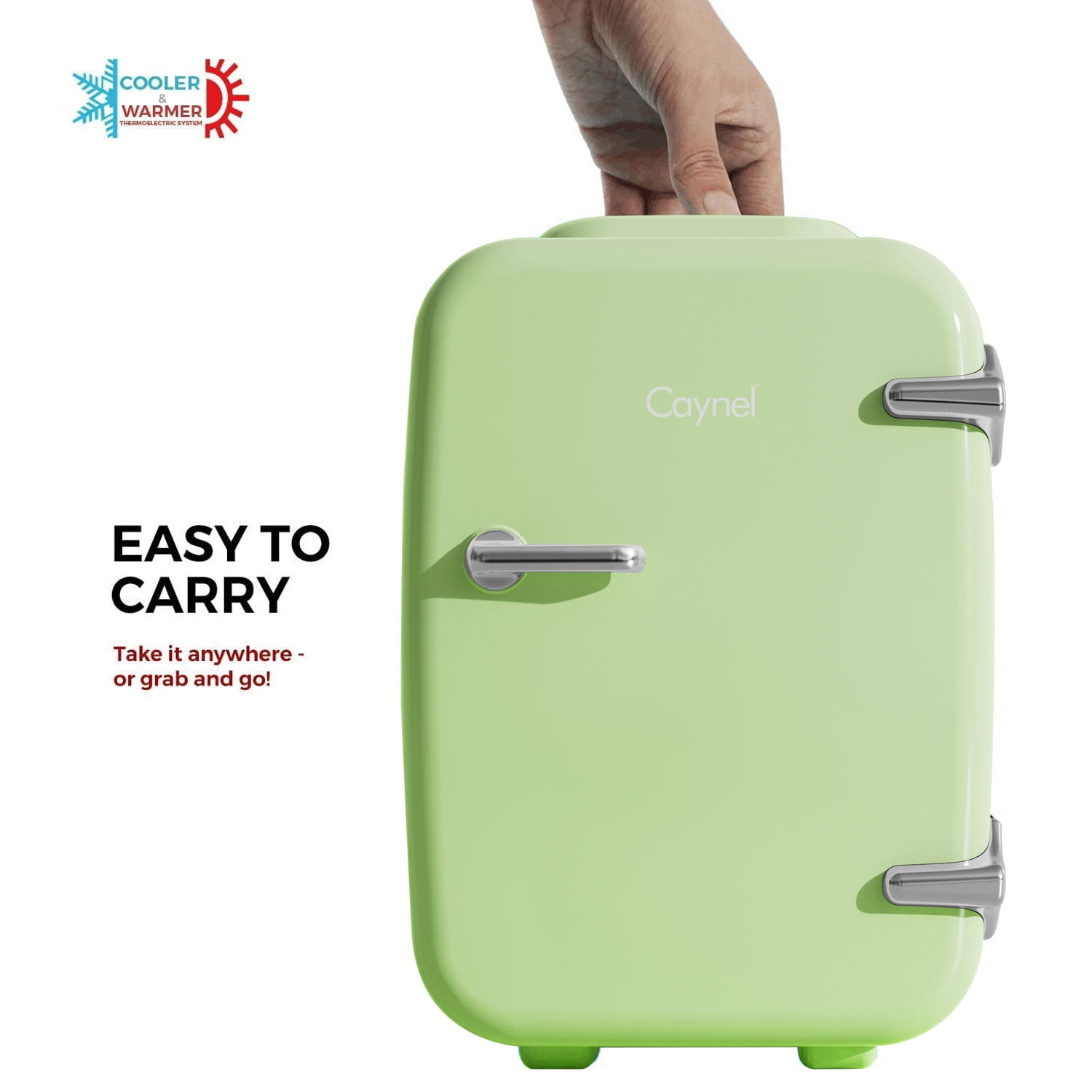 Caynel 4-Liter/6 Can Portable Cooler/Warmer Mini Fridge, Green
