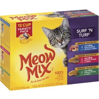 Meow Mix Market Select Surf 'n Turf Wet Cat Food Variety Pack, 12 ct