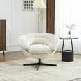 thumbnail image 4 of UHOMEPRO Swivel Accent Chair, Chenille Upholstered 360°Swivel Armchair, Reading Club Chair with Removable Cushion, Metal Base, Living Room Bedroom, Reading Corner, Beige, 4 of 6