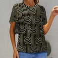 thumbnail image 6 of Art Deco Gold Pattern Women's Short Sleeve T-Shirt Crew Neck Casual Summer Trendy Loose Fit Tops, 6 of 6