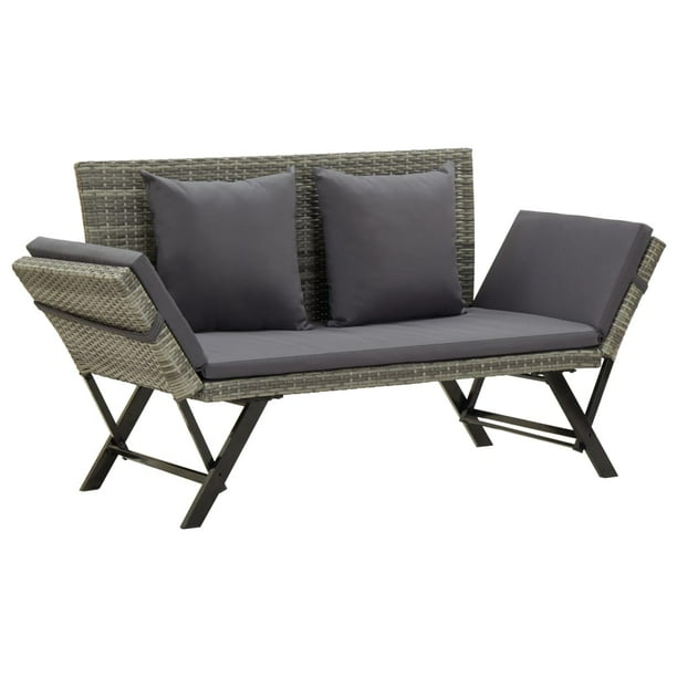 Outdoor Benches Garden Bench With, Rattan Outdoor Bench With Cushions