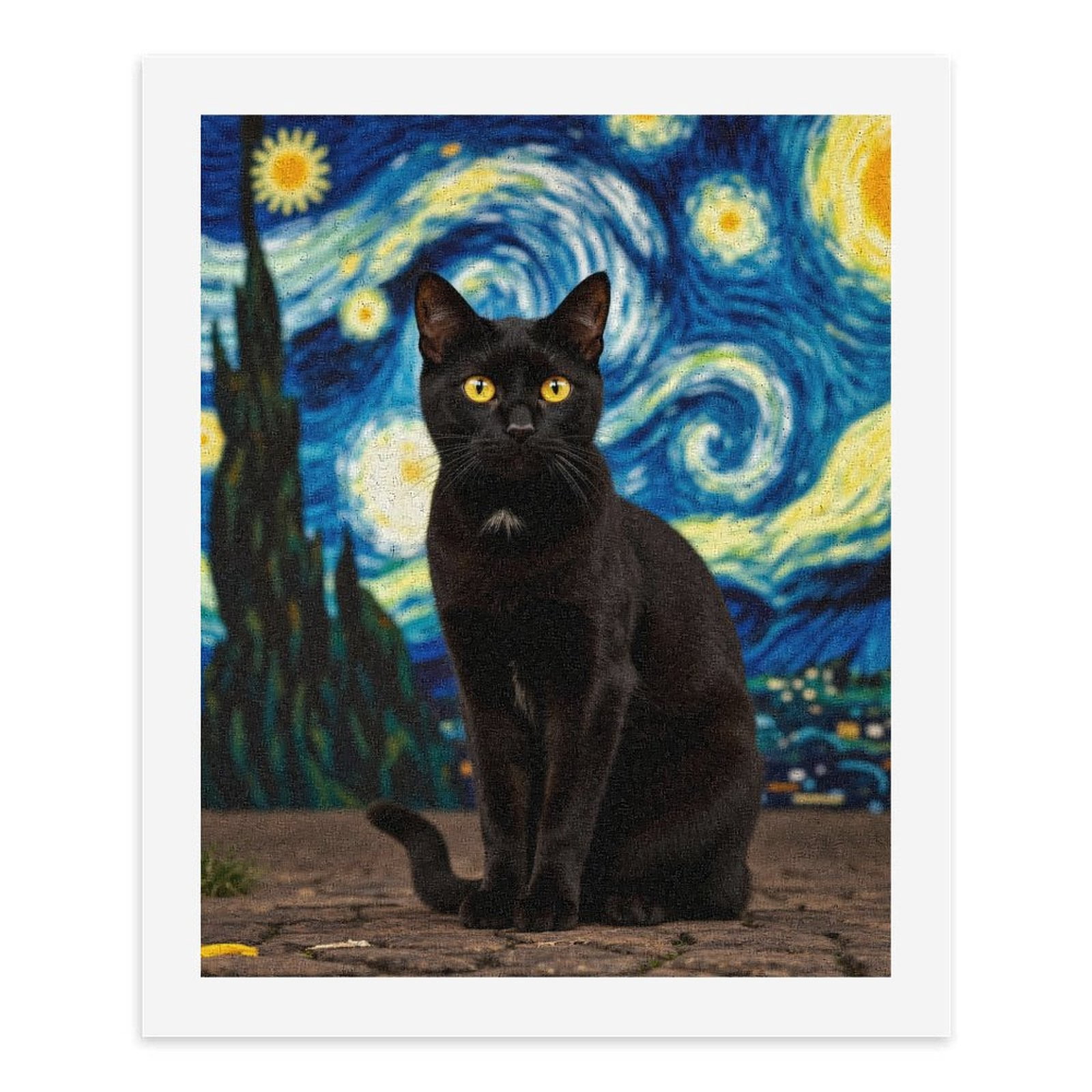 Paint By Numbers Kit for Adults Beginner - Black Cat Starry Night Sky DIY Canvas Painting Kits for Adults, Frameless Paint By Number for Adults for Home Wall Decor 16x20 Inch