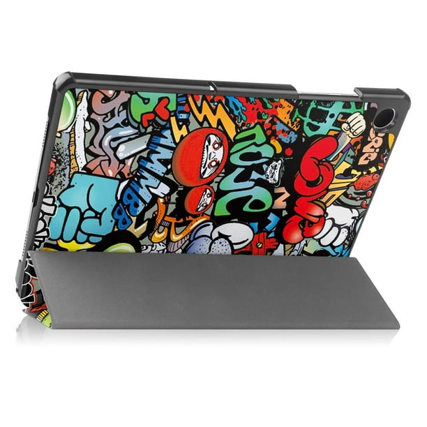 Funda para tableta con soporte triple y función de encendido/apagado automático para Galaxy Tab A9+ (Graffiti)