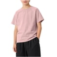 thumbnail image 4 of Amidoa Girls Short Sleeve Crewneck Summer T Shirts Cotton Casual Kids Tops Pink Size 11, 4 of 7