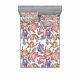thumbnail image 1 of Ambesonne Floral Fitted Sheet & Pillow Sham Set, Retro Flowers and Curls, Queen, Multicolor, 1 of 3