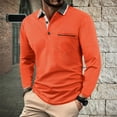 thumbnail image 2 of Homeyce Long Sleeve Polo Shirts for Men Button Down Collared Polo Shirts Work Fashion Casual Classic Polo Sweater Solid Color Long Sleeve Pullover Shirts,Saffron XL, 2 of 3