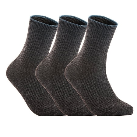 

Lovely Annie Women s 3 Pairs Wool Blend Crew Socks HR1612 Casual Solid Size 6-9 (Dark Grey)