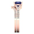 thumbnail image 3 of 3.36 ct Brilliant Princess Cut Tanzanite 18K Rose Gold Solitaire with Accents Engagement Bridal Wedding Ring Band Set size 4.75, 3 of 7