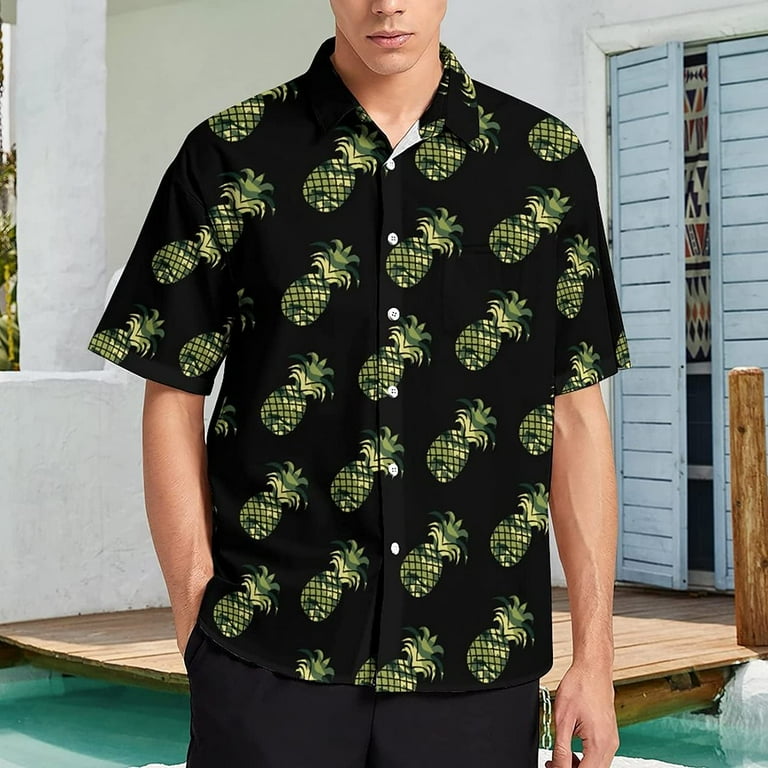 Camo Pineapple Men s Shirt Button Down Short Sleeve Hawaiian