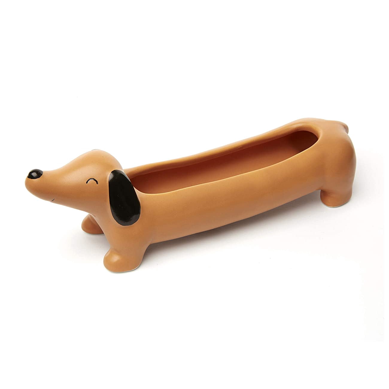 Daisy the Dachshund Porcelain Dog Planter for Small Plants and Flowers