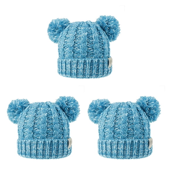 Gorro con pompones esponjosos Sonducket para niños color blanco cian Type1 NO1