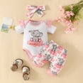 thumbnail image 2 of Coming Home Outfit Girl Boys Girls Short Sleeve Cartoon Prints Romper Bodysuit Shorts Outfits Clothes Girls White 3 Months-6 Months, 2 of 7