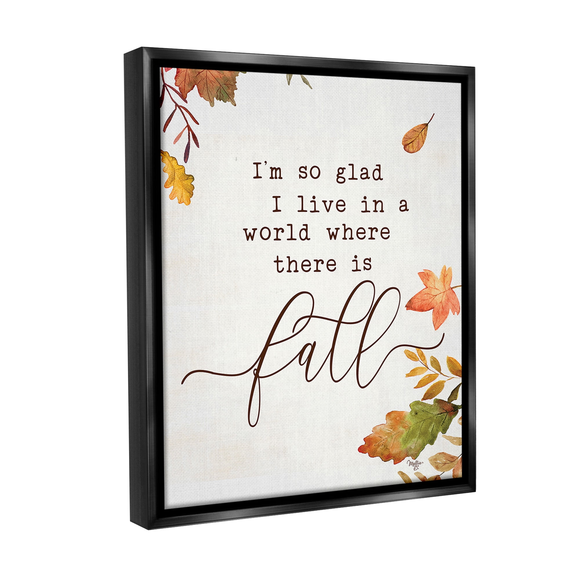 Stupell Industries A World With Fall Botanical & Floral Painting Black Floater Framed Canvas Art Print Wall Art, 17 x 21