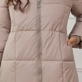 thumbnail image 4 of iHPH7 Long Puffer Coat Women Hooded Jacket Women's Hooded Winter Coats Warm Clothes for Women Womens Winter Clothes Long Winter Coats for Women Womens Puffer Jacket with Hood Khaki L, 4 of 8