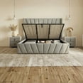 thumbnail image 2 of Velets King Bed Frame with Hydraulic Lift Storage, Upholstered Platform Bed, Tufted Headboard, Wood Slats, No Box Spring Needed, 2 of 8