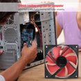 thumbnail image 3 of Ventilador de refrigeración de 12 V CC para carcasa de ordenador de 120 mm con interfaz grande de 4 pines y pequeña de 3 pines (rojo), 3 of 9