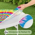 thumbnail image 5 of Colorful Rainbow Tie Dye Spiral Pattern Round Fitted Tablecloth with Elastic Edge,Dining Table Cover Waterproof,Outdoor Round Tablecloth for Camping,Dining,Indoor and Outdoor, 5 of 7