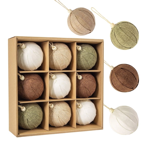 Christmas Tree Ornaments Set | Farmhouse Christmas Decor Christmas Ball Ornaments for Christmas Tree Decorations Neutral Home Decor 12 Pack