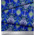 thumbnail image 2 of Soimoi Blue Cotton Voile Fabric Filigree Damask Print Sewing Fabric Yard 42 Inch Wide, 2 of 3