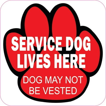4.5in x 4.5in Service Dog Lives Here Vinyl Sticker