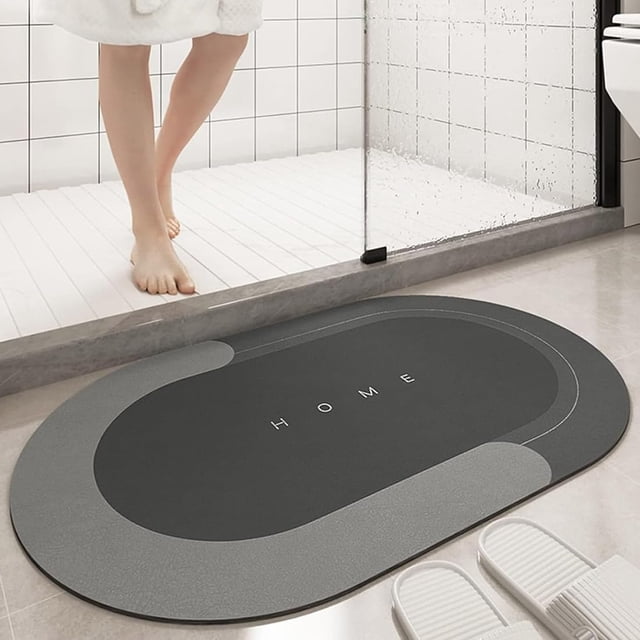 Modrnizd Magic Mat, Modernized Magic Mat Bathroom, Modernized Bath Mat, Bath Mats for Bathroom, Bathroom Mat Quick Dry, Non Skid Waterproof Comfort Standing Rugs (Dark Gray Oval, 15.7x23.6in)