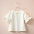 thumbnail image 5 of Toddler Girls Short Sleeve Tops Casual Crewneck T Shirts Kids Flare Sleeve Tees Blouses with Lace Floral Decor Infant Kids 1-8 Years, 5 of 7