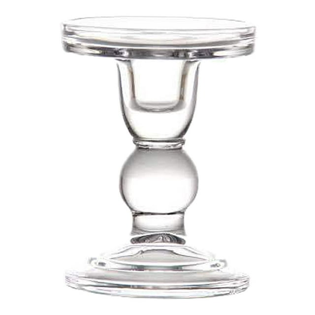 simhoa Transparent Glass Candle Holder Candle Stand Candlestick Height 11.5 cm