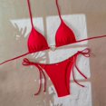 thumbnail image 5 of Women's Triangle Bikini Set Halter String Two Piece Swimsuit Brazillian Bathing Suit Cheeky Cute Swimwear (Red,L), 5 of 7