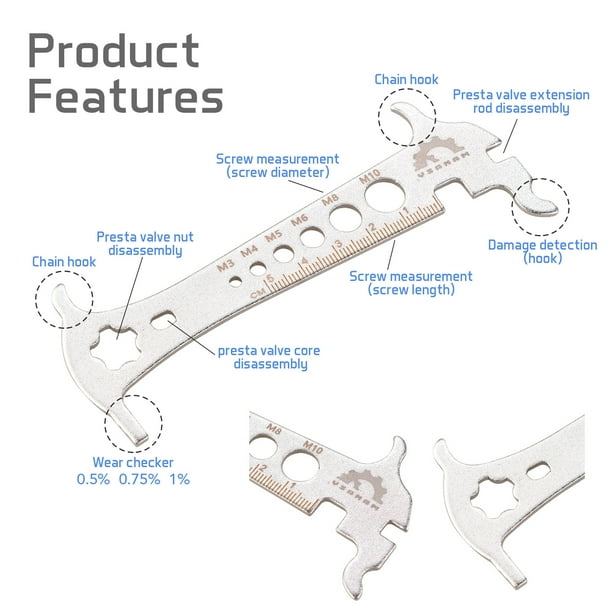 Règle De Mesure De Chaîne De Vélo Indicateur D'Usure Outil De Réparation De Vélo